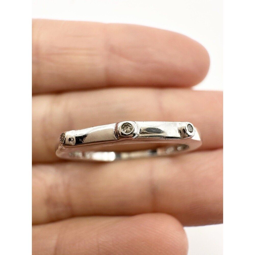 Heng Ngai 925 Sterling Silver Genuine Diamond Stackable Ring Size 7